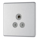 Bg Brushed Steel 5A 1 Gang Unswitched Socket - Screwless Flatplate