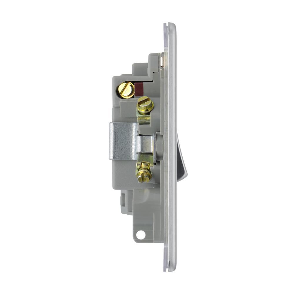 Bg Brushed Steel 13A Fused Connection Unit Switched with Power Indicator - Screwless Flatplate