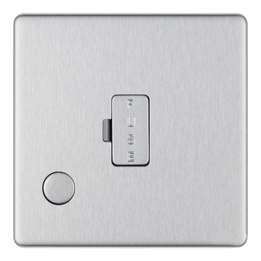 Bg Brushed Steel 13A Fused Connection Unit Unswitched Flex Outlet - Screwless Flatplate