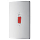 Bg Brushed Steel 45A Double Pole Switch with Indicator Double Plate - Screwless Flatplate