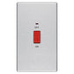 Bg Brushed Steel 45A Double Pole Switch with Indicator Double Plate - Screwless Flatplate