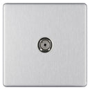 Bg Brushed Steel 1 Gang Coaxial Socket - Screwless Flatplate
