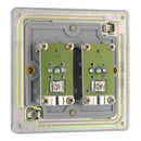 Bg Brushed Steel 2 Gang Coaxial Socket - Screwless Flatplate