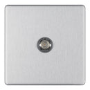 Bg Brushed Steel 1 Gang Satellite Socket - Screwless Flatplate