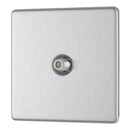 Bg Brushed Steel 1 Gang Satellite Socket - Screwless Flatplate