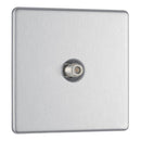 Bg Brushed Steel 1 Gang Satellite Socket - Screwless Flatplate