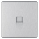 Bg Brushed Steel 1 Gang Telephone Socket Slave Screw Type - Screwless Flatplate
