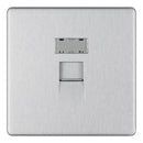 Bg Brushed Steel 1 Gang RJ45 Data Outlet Socket with Idc Window - Screwless Flatplate