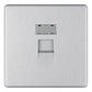 Bg Brushed Steel 1 Gang RJ45 Data Outlet Socket with Idc Window - Screwless Flatplate