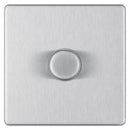 Bg Brushed Steel 400W 1 Gang 2 Way Dimmer - Screwless Flatplate