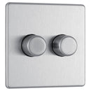 Bg Brushed Steel 400W 2 Gang 2 Way Push Dimmer - Screwless Flatplate