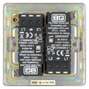 Bg Brushed Steel 400W 2 Gang 2 Way Push Dimmer - Screwless Flatplate