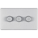 Bg Brushed Steel 400W 3 Gang 2 Way Push Dimmer - Screwless Flatplate
