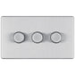 Bg Brushed Steel 400W 3 Gang 2 Way Push Dimmer - Screwless Flatplate