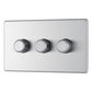 Bg Brushed Steel 400W 3 Gang 2 Way Push Dimmer - Screwless Flatplate