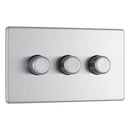 Bg Brushed Steel 400W 3 Gang 2 Way Push Dimmer - Screwless Flatplate