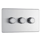 Bg Brushed Steel 400W 3 Gang 2 Way Push Dimmer - Screwless Flatplate