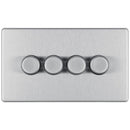 Bg Brushed Steel 400W 4 Gang 2 Way Push Dimmer - Screwless Flatplate