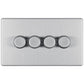 Bg Brushed Steel 400W 4 Gang 2 Way Push Dimmer - Screwless Flatplate