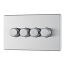 Bg Brushed Steel 400W 4 Gang 2 Way Push Dimmer - Screwless Flatplate