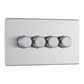 Bg Brushed Steel 400W 4 Gang 2 Way Push Dimmer - Screwless Flatplate