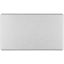 Bg Brushed Steel 2 Gang Blank Plate - Screwless Flatplate