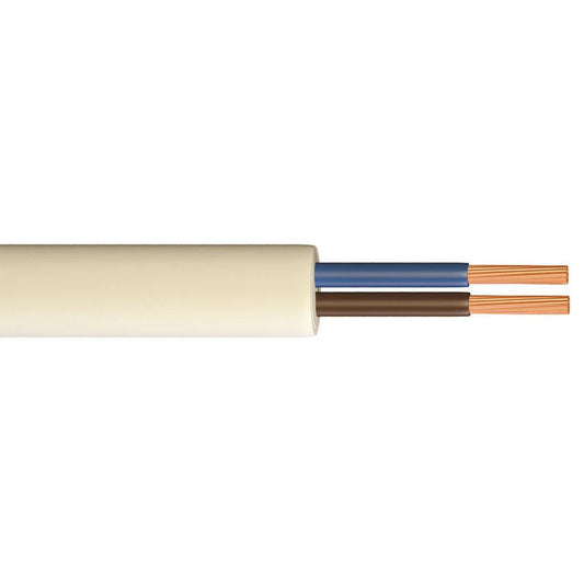 Pitacs 2182Y 0.5mm 2 Core White Flex Cable - 100m Drum