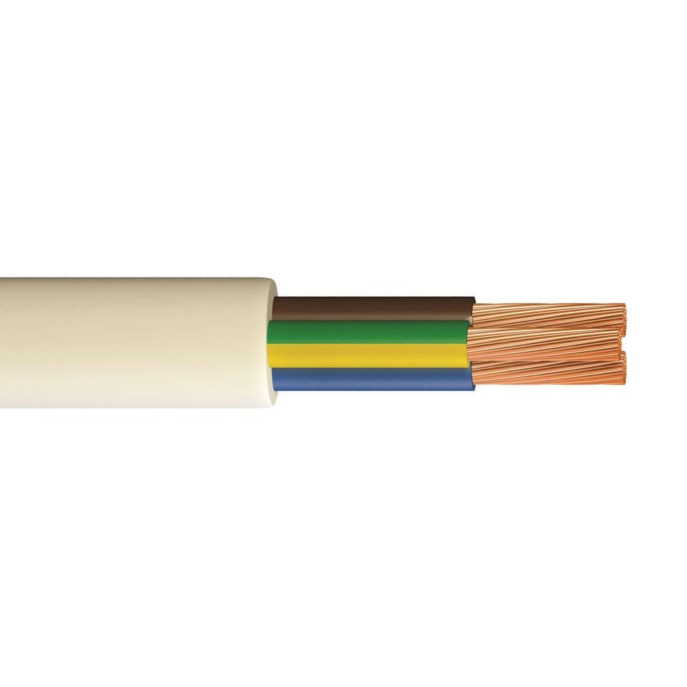 Pitacs 3183Y 0.75mm 3 Core White Flex Cable - 100m Drum