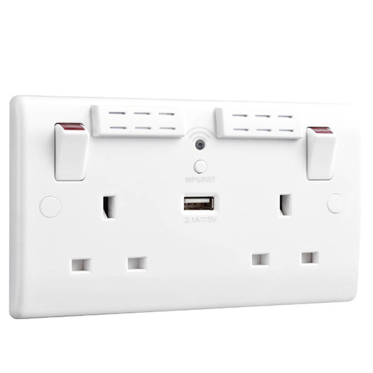 BG 2.1A USB Charger And WiFi Range Extender Socket - 822UWR