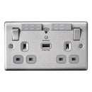 BG Brushed Steel 13A Wifi Socket With USB - NBS22UWRG