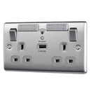 BG Brushed Steel 13A Wifi Socket With USB - NBS22UWRG