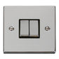 Click Deco VPCH412BK 10AX Ingot 2 Gang 2 Way Plate Switch - Black - Polished Chrome