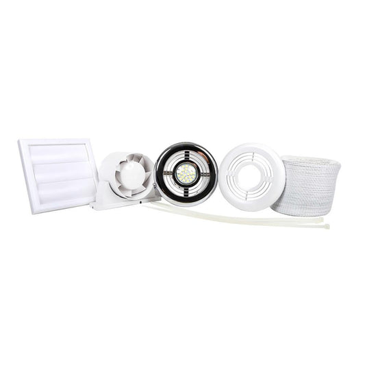 Airflow Aura Inline Shower Fan Kit With Timer & LED Light 100mm