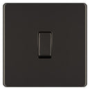 BG FBN12 10AX 1 Gang 2 Way Plate Switch - Screwless Flatplate - Black Nickel