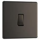 BG FBN13 10AX Plate Switch Intermediate - Screwless Flatplate - Black Nickel