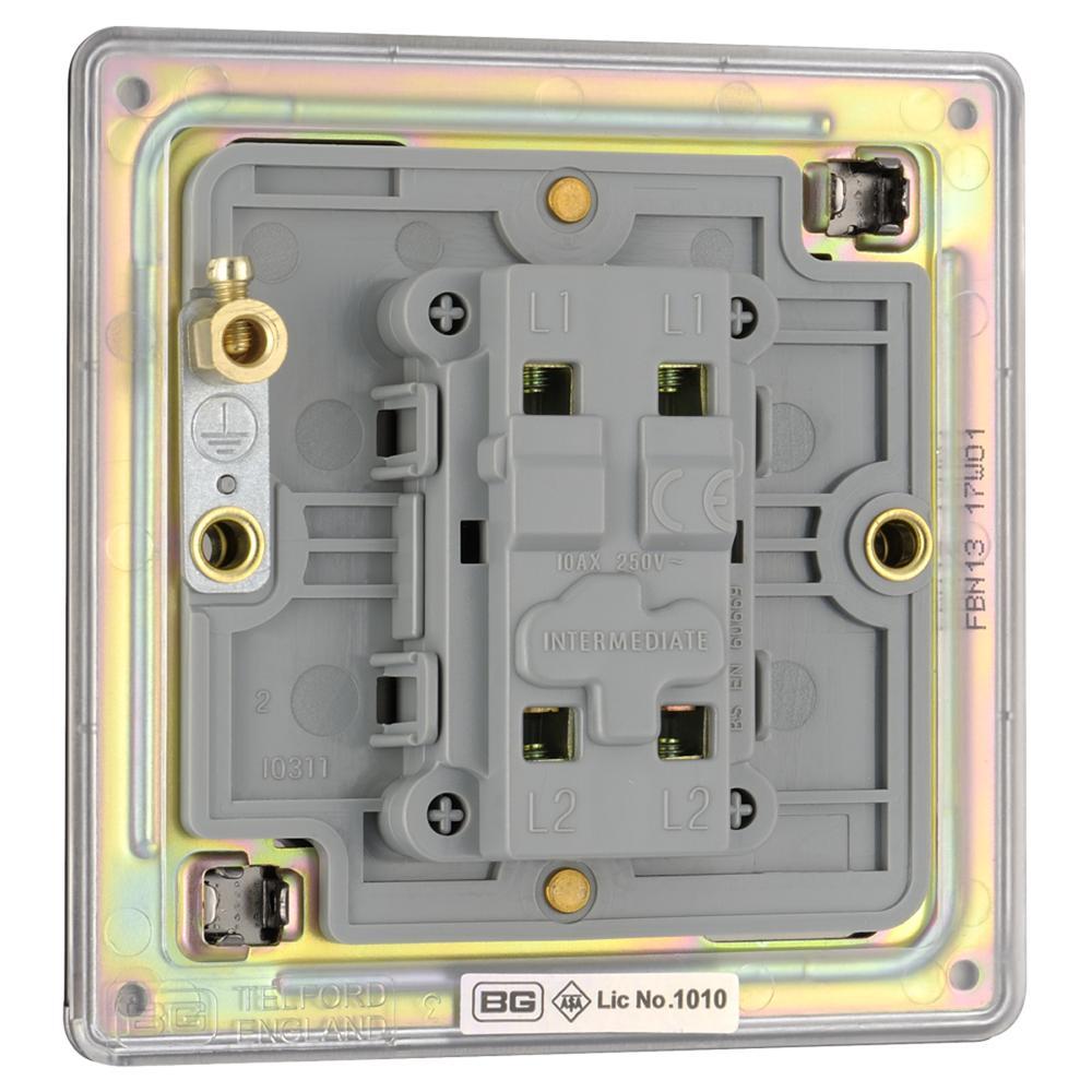 BG FBN13 10AX Plate Switch Intermediate - Screwless Flatplate - Black Nickel