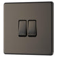 BG FBN42 10AX 2 Gang 2 Way Plate Switch - Screwless Flatplate - Black Nickel