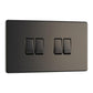 BG FBN44 10AX 4 Gang 2 Way Plate Switch - Screwless Flatplate - Black Nickel