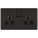 BG FBN22B 13A 2 Gang Double Pole Switched Socket - Screwless Flatplate - Black Nickel