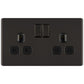 BG FBN22B 13A 2 Gang Double Pole Switched Socket - Screwless Flatplate - Black Nickel