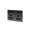 BG FBN24U44B 13A 2 Gang Unswitched Socket + USB (4 Port 42A) - Grey - Screwless Flatplate - Black Nickel