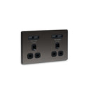 BG FBN24U44B 13A 2 Gang Unswitched Socket + USB (4 Port 42A) - Grey - Screwless Flatplate - Black Nickel