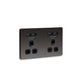 BG FBN24U44B 13A 2 Gang Unswitched Socket + USB (4 Port 42A) - Grey - Screwless Flatplate - Black Nickel