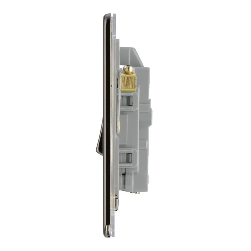 BG FBN31 20A Double Pole Switch with Power Indicator - Screwless Flatplate - Black Nickel