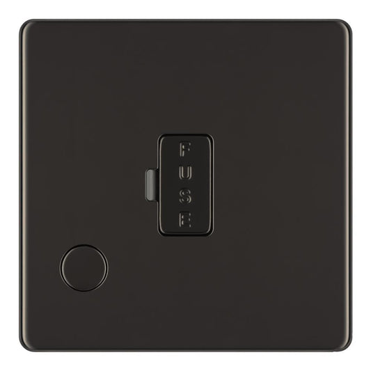 BG FBN55 13A Fused Connection Unit Unswitched Flex Outlet - Screwless Flatplate - Black Nickel