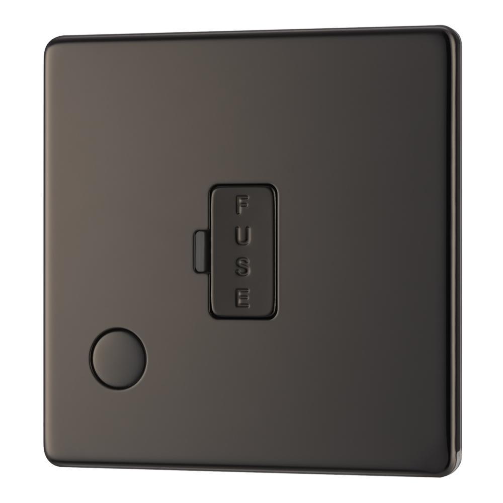 BG FBN55 13A Fused Connection Unit Unswitched Flex Outlet - Screwless Flatplate - Black Nickel