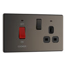 BG FBN70B 45A Cooker Connection Unit Switched Socket with Power Indicator Grey Surround - Screwless Flatplate - Black Nickel