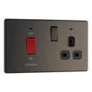 BG FBN70B 45A Cooker Connection Unit Switched Socket with Power Indicator Grey Surround - Screwless Flatplate - Black Nickel