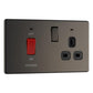 BG FBN70B 45A Cooker Connection Unit Switched Socket with Power Indicator Grey Surround - Screwless Flatplate - Black Nickel
