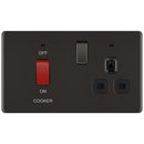 BG FBN70B 45A Cooker Connection Unit Switched Socket with Power Indicator Grey Surround - Screwless Flatplate - Black Nickel